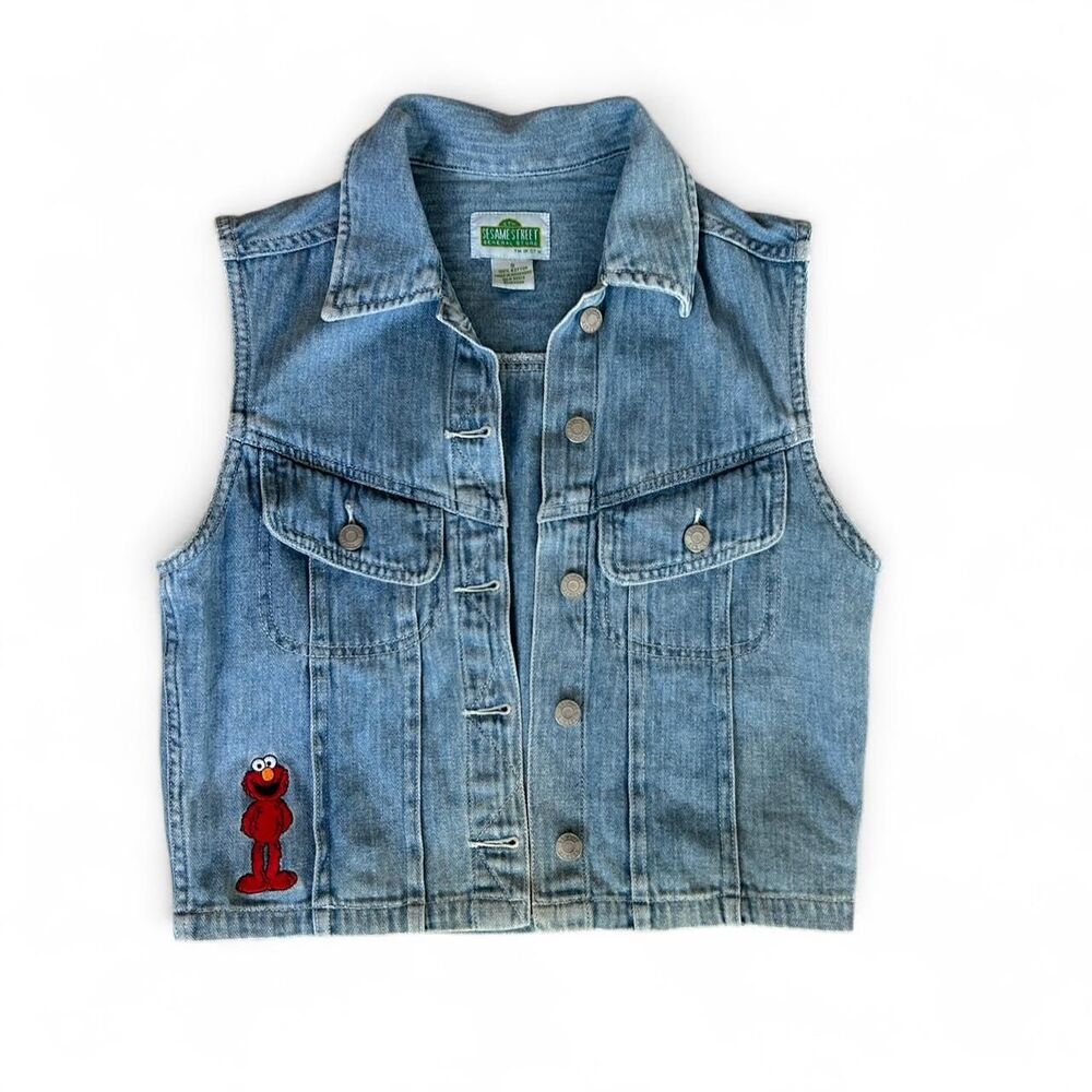Vintage Rare Sesame Street Elmo Denim Vest - Small